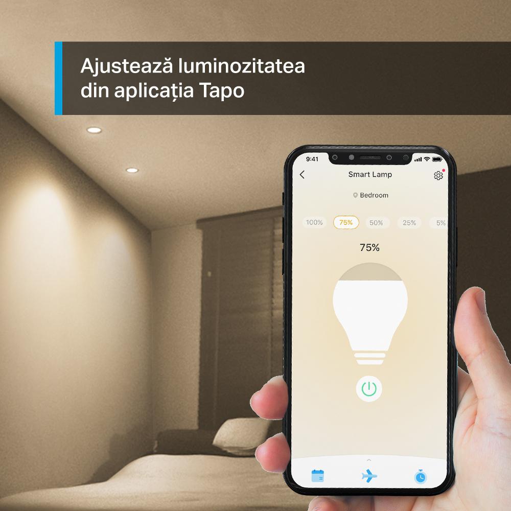 Bec smart TP-Link Tapo L610, LED WiFi GU10, lumina calda 2700K, 350 lumeni, intensitate reglabila, Alexa si Google Assistant - imagine 3