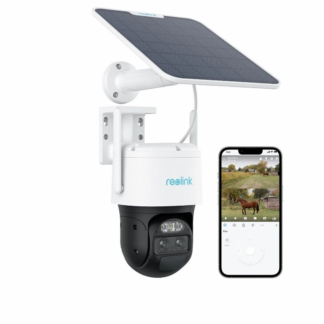 Camera supraveghere rotativa GSM 4G PTZ cu panou solar Reolink TrackMix LTE G770+SOLAR, 8 MP, 2.8 - 8 mm, IR 30 m, dual band, microfon si difuzor, acumulator 5100 mAh, slot card, zoom hibrid 6x, auto tracking