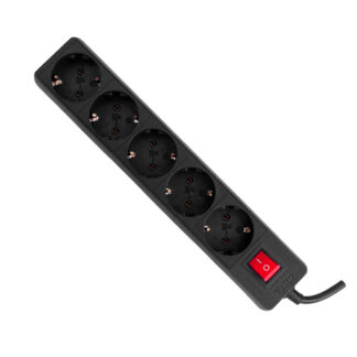 Prelungitor 5 metri cu 5 Schuko, Cablu 3x 1.5mm, Culoare Negru, Putere 3680W 16A, TED Electric, A0059020 [1]