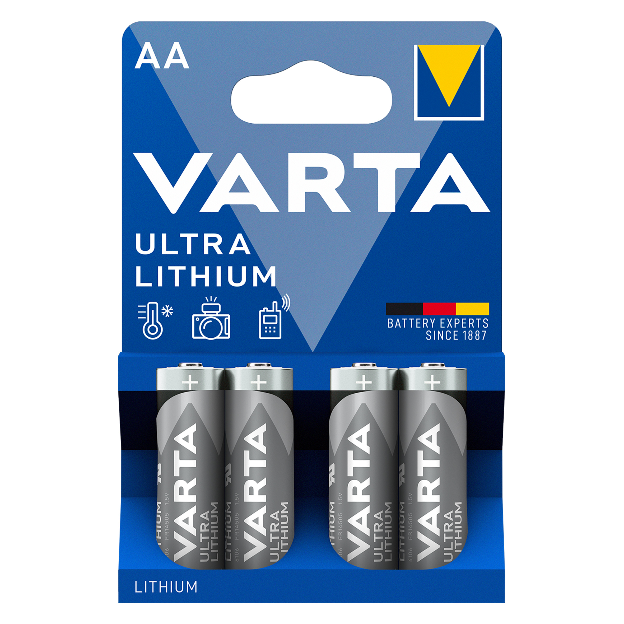 Baterie Litiu Varta  1.5V AA LR6, Dimensiuni 14.5 x 50.5 mm Blister 4, A0115445 - imagine 2