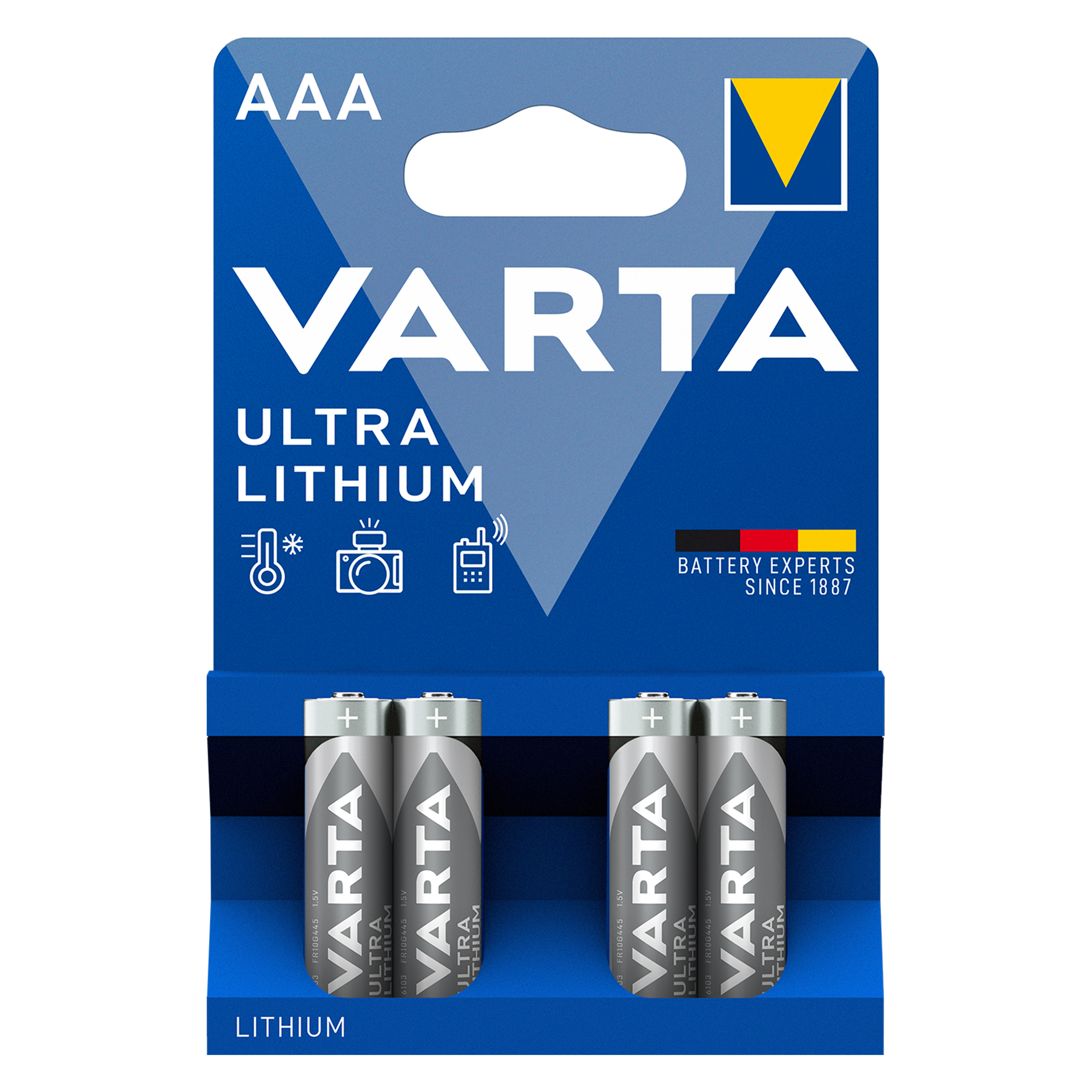 Baterie Litiu Varta 1.5V AAA R3, Dimensiuni 10.5 x 44.5 mm Blister 4, A0115447 - imagine 2