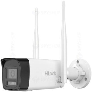 Camera IP WiFi exterior HiLook 4MP Smart Hybrid Light 30m lentila 2.8mm microfon difuzor IP66 IPC-B140HA-LDF-W