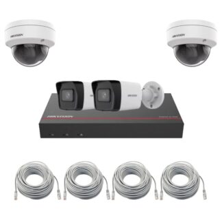 Kit supraveghere IP Hikvision, 4x Camera 4MP lentila 2.8mm, IR 30m, NVR 8 canale max. 4MP, 8 porturi PoE, Patchcord cablu 20 metri [1]