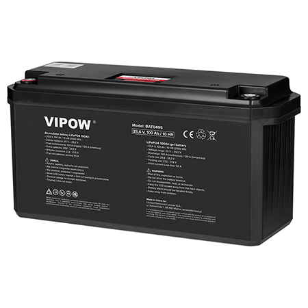 Acumulator LiFePO4 VIPOW 100Ah 25.6V cu BMS, 2560Wh, BAT0495 - imagine 2