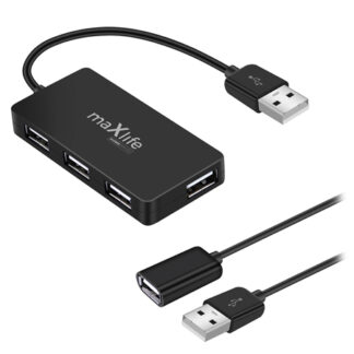 Hub Maxlife, USB OEM0002311, 4 porturi USB 3.0, cablu 0.15m si cablu suplimentar 1.5m, USB-A, negru, OEM0002311 [1]