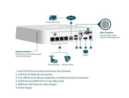 NVR TP-Link, 4 canale, 8 MP, PoE, VIGI NVR1104H-4P - imagine 3