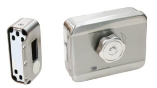 Incuietoare electrica motorizata Hikvision 12V 350mA inox control acces videointerfon, DS-K4E100