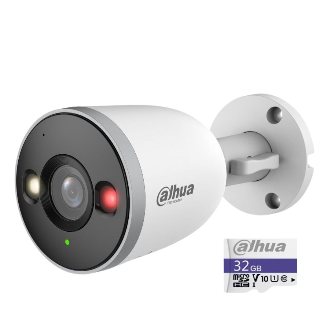 Camera de supraveghere WiFi de exterior Dahua F5D‑IL, 5MP, 2880×1620, WiFi 6, Smart Dual Light 30 m, Detecție AI persoane/vehicule, Microfon integrat, H.265 + Card 32GB [1]