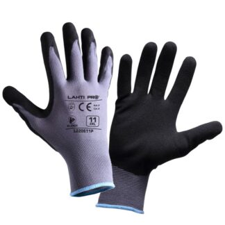 Manusi nitril Lahti PRO L220610K, marimea 10/XL, cu poliester-poliamida, palma acoperita cu nitril texturat