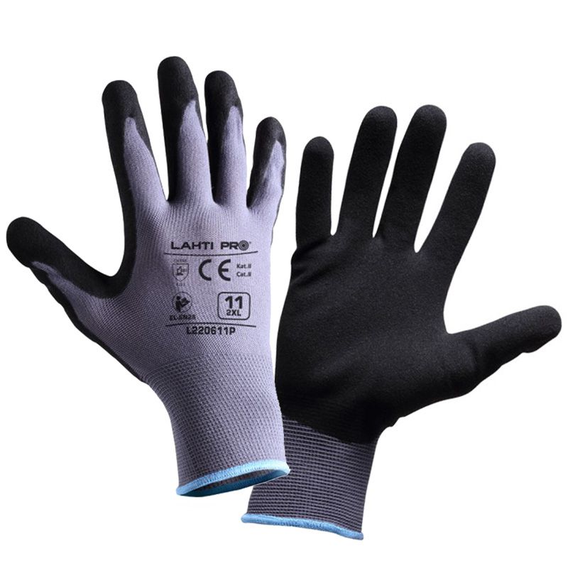 Manusi nitril Lahti PRO L220610K, marimea 10/XL, cu poliester-poliamida, palma acoperita cu nitril texturat - imagine 4