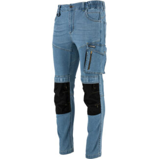 Pantaloni de lucru tip blugi slim fit Lahti PRO L4054702, marimea M, elastici, cu 9 buzunare si fermoar YKK [1]