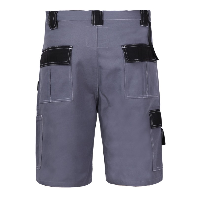 Pantaloni de lucru scurti Lahti PRO L4070302, gri-negru, marimea M, din bumbac, cu 10 buzunare si talie ajustabila - imagine 2