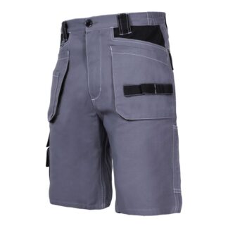 Pantaloni de lucru scurti Lahti PRO L4070302, gri-negru, marimea M, din bumbac, cu 10 buzunare si talie ajustabila