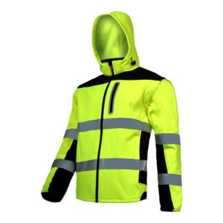Jacheta reflectorizanta elastica Lahti PRO L4091902, galbena, marimea M, cu gluga detasabila si maneci detasabile