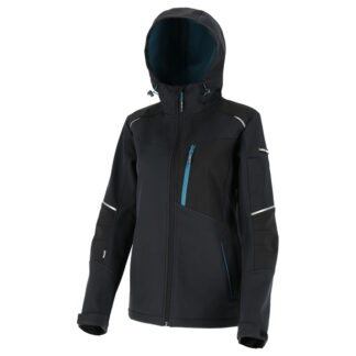 Jacheta softshell dama Lahti PRO L4094702, marimea M, cu gluga ajustabila, membrana TPU si 6 buzunare