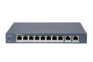 Switch PoE smart Hikvision, 8 porturi PoE 10/100Mbps, 2 uplink Gigabit, buget PoE 110W, Long Range 300m, VLAN, DS-3E1310P-EI(B) [1]