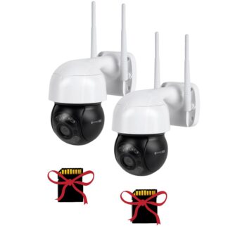 Kit de supraveghere Wi-Fi cu 2 camere Kruger&Matz + 2 carduri SD, 5MP, Microfon si difuzor, Infrarosu 20m, Vizulizare imagini de pe telefon [1]
