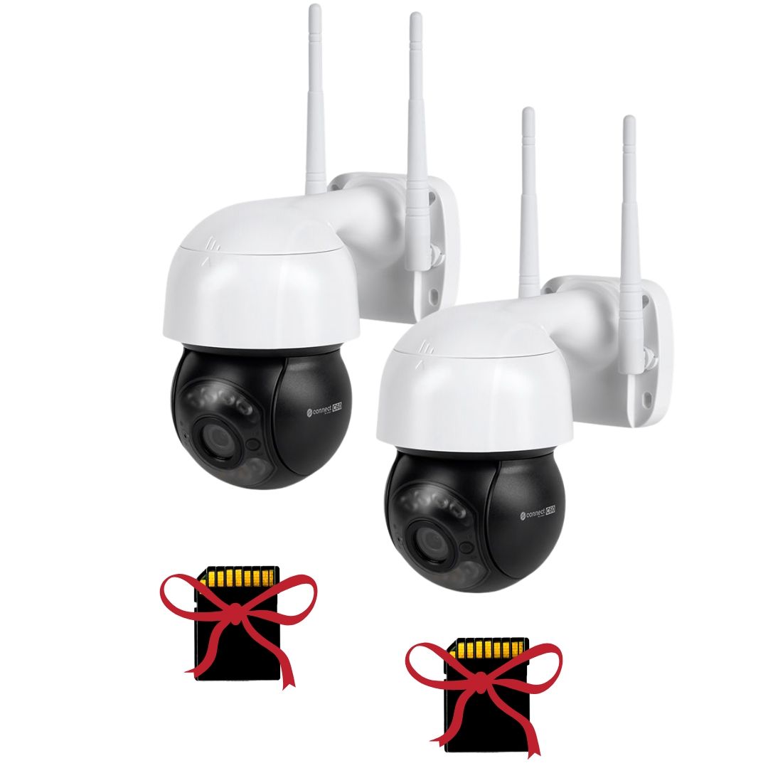 Kit de supraveghere Wi-Fi cu 2 camere Kruger&Matz + 2 carduri SD, 5MP, Microfon si difuzor, Infrarosu 20m, Vizulizare imagini de pe telefon [1]