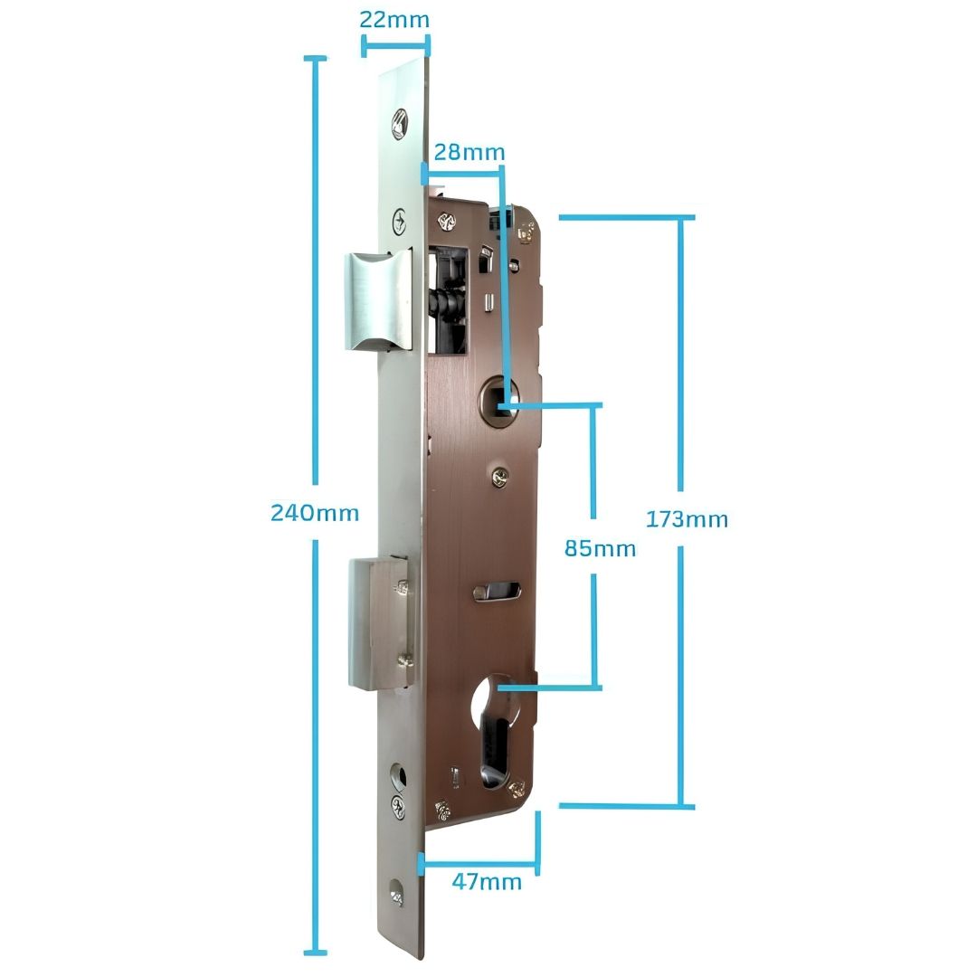 Broasca multipunct SmartPass cu ridicare maner, backset 28 mm, interax 85 mm, compatibila Monaco si Budapest, SMP-M-2885 [1]