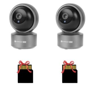 Set 2 camere IP de interior Wi-Fi KRUGER&MATZ, 5MP 2K, Microfon, Difuzor + 2 carduri micro SD