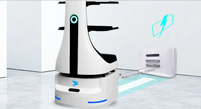 Robotul PANDA revenind la stația automată de încărcare