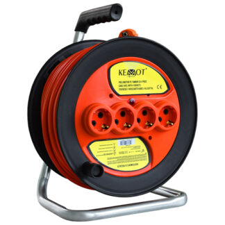 Tambur prelungitor electric KEMOT, 40m, cablu 3x2.5mm², 4 prize, 3300W, IP20, E-PS25T40 [1]