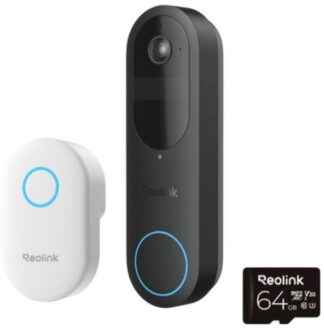 Kit sonerie wireless WiFi dual band Reolink D340B+CHIME+64GB, 4 MP, 1.2 mm, 2.4-5 GHz, 7000 mAh, PIR, microfon si difuzor, slot card [1]