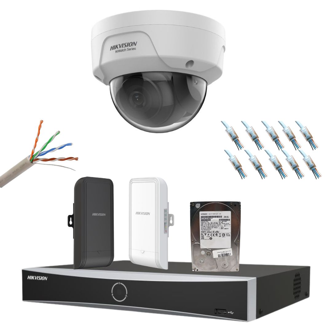 Kit camere supraveghere pentru lift Hikvision – Sistem IP Complet AI 2MP, IR 30 m, lentila 2.8 mm, AcuSense, bridge wireless 500m, IK10, IP67, HDD 1TB [1]