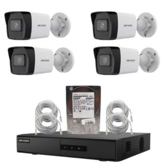 Kit supraveghere IP Hikvision 4MP, NVR 8 canale, IR 30m, lentila 2.8mm, H.265+, HDD 1TB, cablu UTP 20m [1]