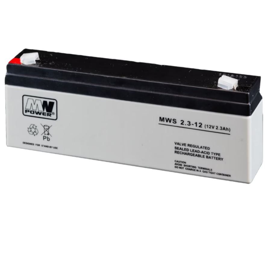 Acumulator stationar AGM VRLA MWS, 12V, 2.3Ah, pentru aplicatii stationare si sisteme de alimentare de rezerva, BAT12V2.3