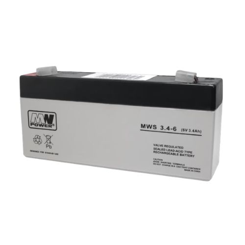 Acumulator stationar AGM VRLA MWS, 6V, 3.4Ah, pentru aplicatii stationare si sisteme de alimentare de rezerva, BAT6V3.4