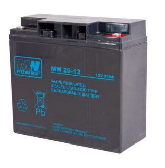 Acumulator stationar AGM VRLA MW Power, 12V, 20Ah, fara intretinere, terminale cu surub M5, pentru aplicatii stationare si sisteme de alimentare, BAT12V20MW [1]
