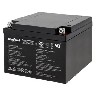 Acumulator stationar gel REBEL Power, 12V, 24Ah, fara intretinere, tensiune standby 13.6-13.8V, incarcare ciclica 14.5-14.9V, curent initial maxim 7.2A, 175x165x125mm, BAT0406 [1]