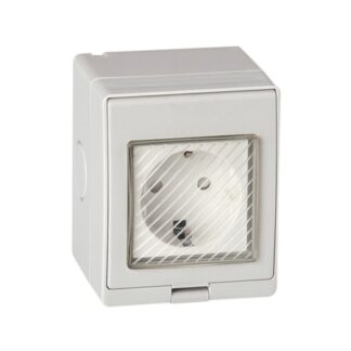Priza simpla Schuko Lechpol, montaj aparent pe tencuiala, protectie IP55, E-PREX