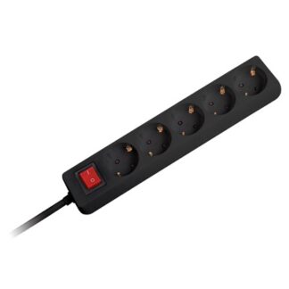 Prelungitor 5 prize Schuko cu impamantare, cablu 3x1.5mm², lungime 1.5m, intrerupator ON/OFF, protectie prize pentru copii, negru, OL5G15 [1]