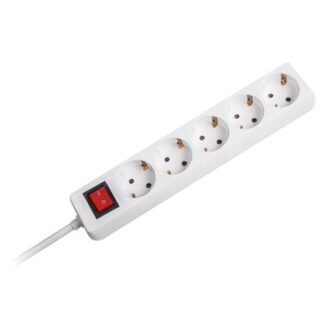 Prelungitor 5 prize Schuko cu impamantare, cablu 3x1.5mm², lungime 3m, intrerupator ON/OFF, protectie prize pentru copii, alb, OL5G3W [1]