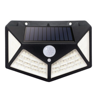 Lampa LED solara Forever Light, 6W, 6000K alb rece, 480lm, 100 LED SMD, senzor de miscare PIR, acumulator Li-Ion 1200mAh, panou solar 5.5V 1.2W, 3 moduri de functionare, IP65, negru [1]