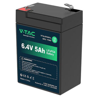Acumulator LiFePO4 V-TAC, 6.4V, 5Ah, curent incarcare 2.5A, descarcare 5A, IP55, VT-6.4V 5AH-L, SKU 11943 [1]