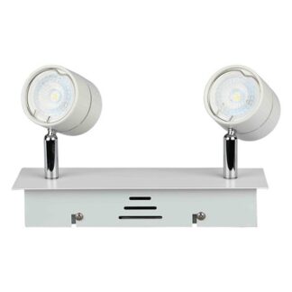 Corp iluminat V-TAC cu 2 spoturi GU10, unghi reglabil, 2xGU10, corp aluminiu alb, IP20, 230x75x138mm, becuri neincluse, VT-789, SKU 3618 [1]