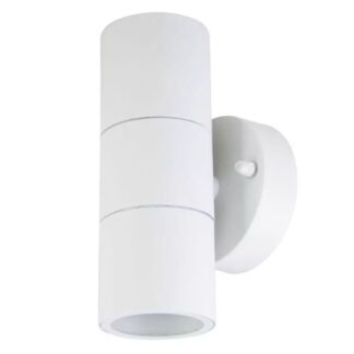 Corp iluminat de perete V-TAC, 2xGU10, iluminare sus-jos, putere maxima 2x35W, 220-240V AC, inox, alb mat, IP44, 93x85x163mm, VT-7622, SKU 7570 [1]