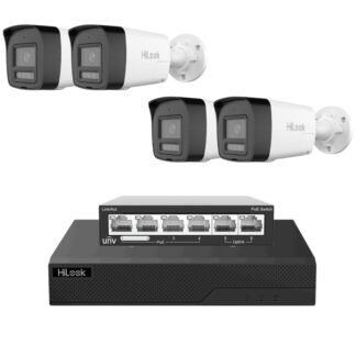 Sistem supraveghere video IP HiLook 4 camere 6MP pentru locuinta si curte, Iluminare duala 30m, Microfon si difuzor, Alarma sonora si luminoasa, Detectie inteligenta, Vizualizare de pe telefon [1]