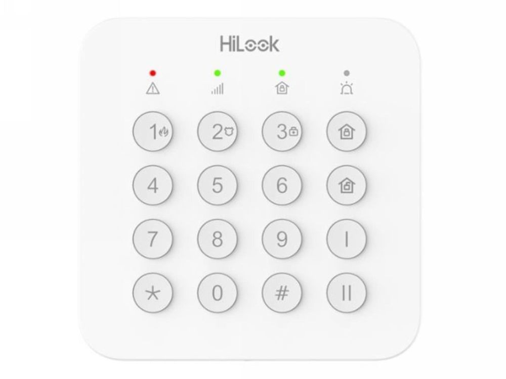 Tastatura pentru sisteme de alarma wireless Hikvision HiLook ALARM-K201B-WE, LED, 868MHz, butoane fizice, alimentare 4 baterii AA