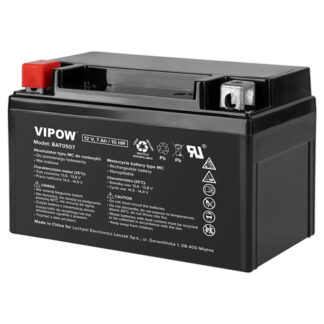 Acumulator AGM VIPOW pentru motociclete si scutere, 12V, 7Ah, terminal C4, tensiune incarcare 14.4V, 150x86x94mm, BAT0507 [1]