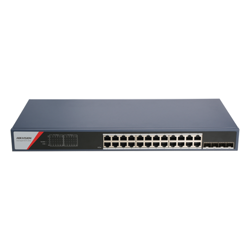 Switch 24 x RJ45 1G Smart PoE 370W, 4 x SFP 1G, Smart Management - HIKVISION